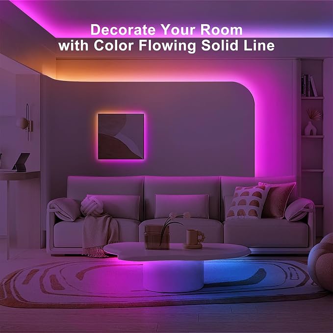 Tatazone 16.4ft Bluetooth RGB+IC COB Led Strip Light with App, Chasing COB Light Strip, Segmented Control, Music Sync, Color Changing Led Lights for Home Decor, Gaming, Cabinet, Desk