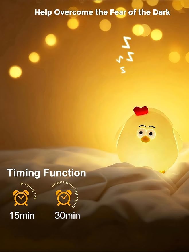 L LOHAS LED Night Light, Silicone Chick Cute Lamp,3 Level Dimmable,30 Minutes Timer Nightlight, Bedside Touch Night Light, Soft Lamp