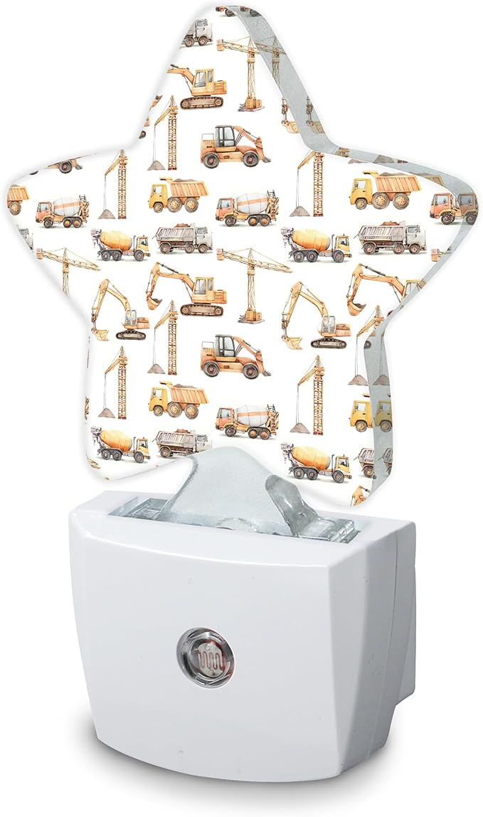 Construction Machines Night Light,Tractor Plug-in Night Light Auto Dusk-to-Dawn Sensor Energy Efficient Led Lamp for Room Decor,Hallway,Kitchen,Bathroom,Plug-in,Decor Desk Lamp Gifts
