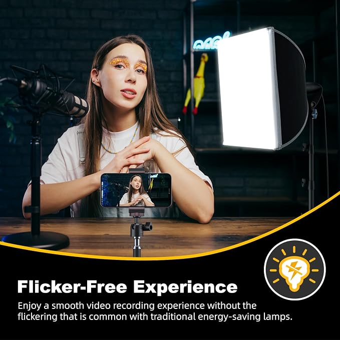 LINCO 16"x16" Softbox Lighting Kit with 85W LED Bulb & Adjustable Tripod | Professional photography lighting kit, ideal for photo light studio, video recording & live streaming