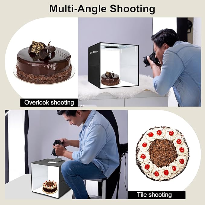 12''x12'' Foldable Photo Light Box Studio Kit with 120 LED Ring Light 3 Lighting Modes & 6 Color Backdrops Portable Shooting Tent for Product Photography Jewelry Small Items