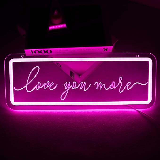 Love You More Neon Sign，LED Neon Lights For Wall Decor，Love Light Up Night Light For Bedroom Wedding Birthday Party Decoration Couple Lovers Valentine's Day Gift