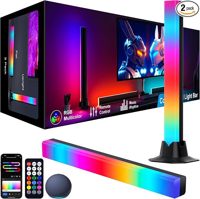 RGB Light Bar, Smart LED Light Bar Work with Alexa, Music Sync, APP & Remote Control, USB Powered TV Backlight, Color Changing Ambient Lighting for Room PC Monitor Gaming Desk (Adapter not Included)
