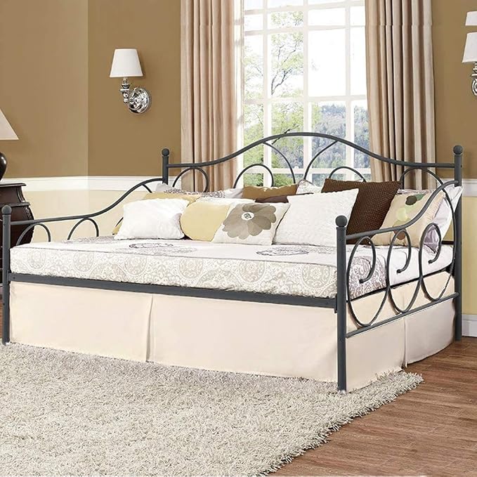 Pleated Bed Skirt with Split Corners for Daybeds - Three Side Coverage - Made with Brushed Microfiber, /12 Inch Drop