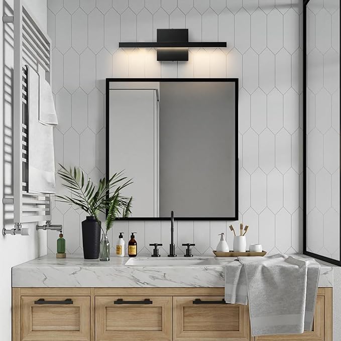 Black Bathroom Vanity Light - 15.7 inch 5CCT Modern Bathroom Light Fixture Over Mirror 12W LED Dimmable Wall Sconce Lighting Fixture for Bathroom Bedroom