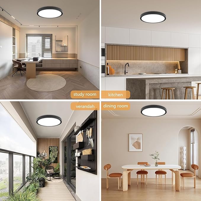 6PK Dimmable 15.8 Inch Led Ceiling Light Flush Mount, 34W, 3060LM, 3000K/3500K/4000K/5000K/6500K CCT, 0.98" Super Slim Close to Ceiling Round Flat Panel Light for Hallway,Kitchen ect, Black
