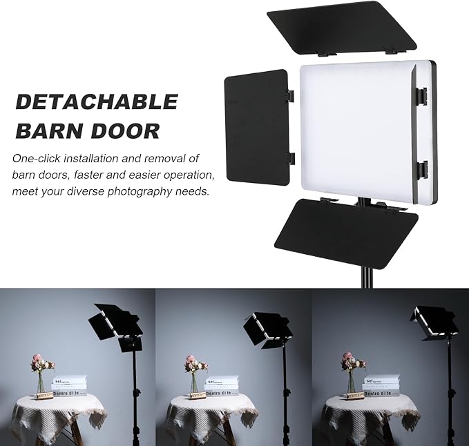 2Pack LED Video Light with Barn Door, 12.6" Bi-Color 280 LED Beads, 2400Lux 2500-6500K CRI 96+ Dimmable Photography Lighting Kit for Video Recording, Filmmaking, YouTube, Studio, and Live Stream