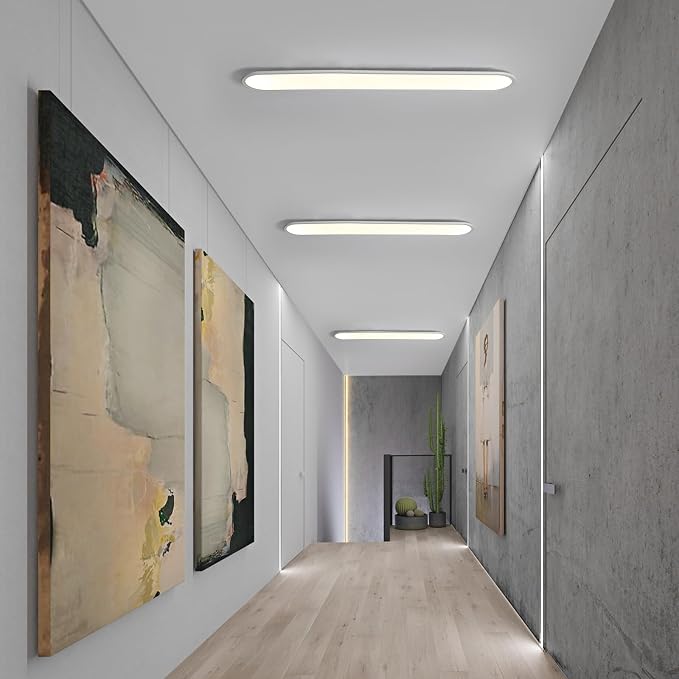4FT LED Flush Mount Ceiling Light, 51W Dimmable Modern Linear Kitchen Ceiling Lamp, High Brightness Low Profile Long Ceiling Light Fixture for Shop Lighting Home Closet Laundry, White
