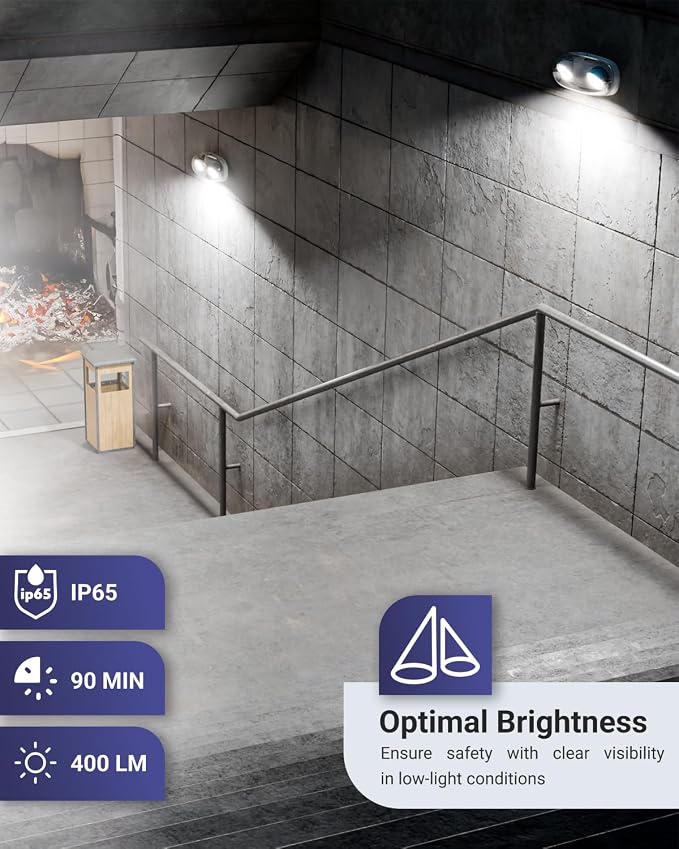 Sunco 24 Pack LED Emergency Light with 90 Minute Battery Backup, 2.4W | 400LM, 6500K, IP65 Wet Rated, 277V, 2-Head Adjustable Exit, Fire Resistant, Egress, AC120-277V, for Outdoor, UL