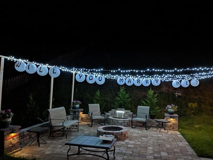 6PCS White Paper Lanterns 12Inch Round with Led Light New Year's Eve Wedding Anniversary Valentines Lantern Decorative Hanging Lanterns Lamp for Birthday,Christmas Graduation Party Indoor and Outdoor