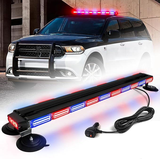 42" 206 LED Rooftop Emergency Traffic Advisor Lights Tow Truck Light bar w/Magnetic Base for Safety Construction Vehicles Trucks Pickup Snowplow Plice Fire Truck, Red/Blue