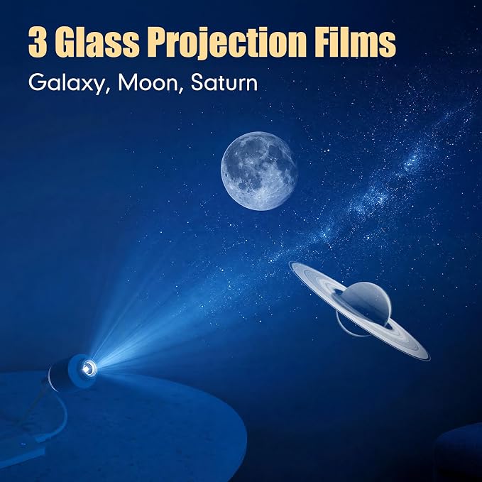 2-in-1 Galaxy Projector Night Light Galaxy Ceiling Projector USB Portable Mini Starry Sky Light with 3 Projection Films Adjustable Brightness Led Night Lamp for Bedroom Car Roof