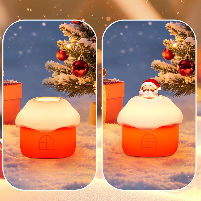 Dylviw Snow Hut Silicone Night Light, Kids Bedside Lamp with 7 Fun Sound Effects, Touch Dimming, 30-Min Auto-Off Timer, Volume Control, 1000mAh Battery, Toddler Bedroom Essential, Birthday Surprise