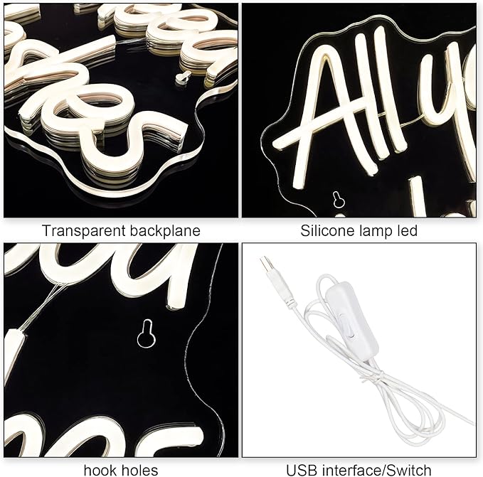 WLHOPE All you need is Lashes Neon Sign, Warm White Led Neon Signs for Wall Decor, Lash Neon Signs Letter Neon Lights for Bedroom Bar Party Girls Room Nail Room Salon, Lash Room Decoration