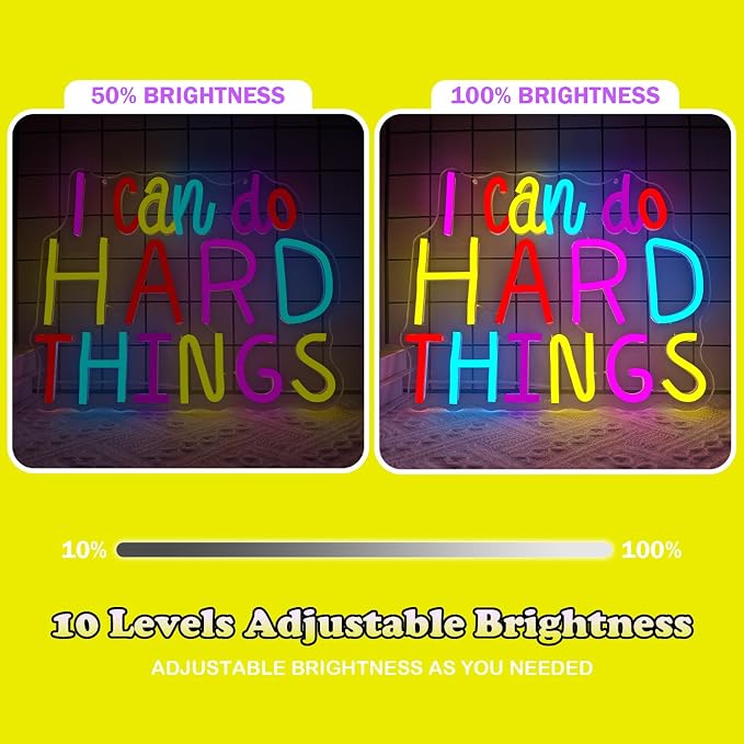 I Can Do Hard Things Neon Sign Led Signs for Classroom Dimmable Neon Lights for Wall Kids Neon Sign for Bedroom Birthday Classroom Backdrop Decor Aesthetic