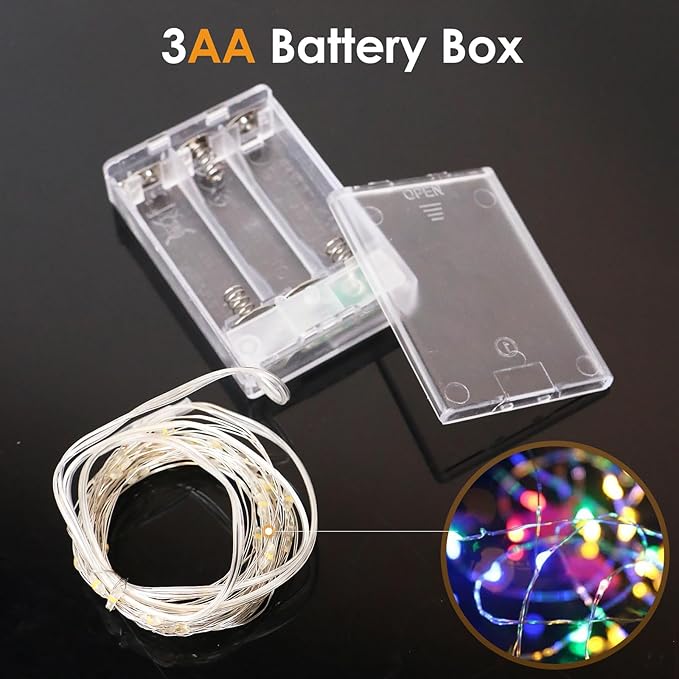 kolpop 5Pack Fairy Lights Battery Operated, 50 LED Mini String Lights with Timer, Multicolour Tiny Christmas Light for Indoor Wedding Bedroom Decorations