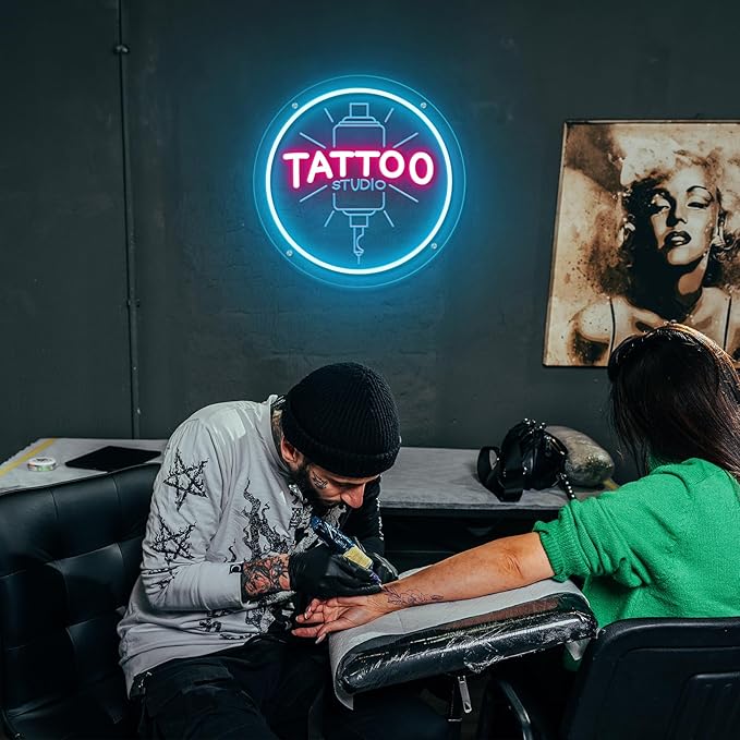 TATTOO Studio Neon Sign LED Tattoo Wall Decor USB Powered Adjustable Brightness Dimmable Neon Light for Business Stores Birthday Christmas Gifts