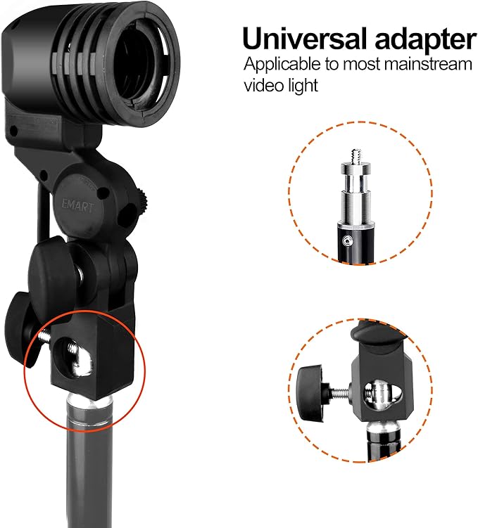 EMART Light Bulb Stand, E26 / E27 AC Socket with Umbrella Lamp Holder, Photography Lighting Mount for Photo Video Studio - 2 Pack