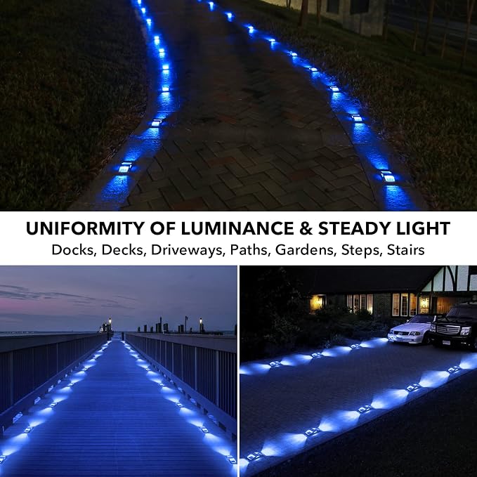 AGPTEK Solar Driveway Light 1 Pack, Outdoor Deck Dock Marine Waterproof | LED Solar Powered Driveway Marker Lights for Warning Step, Sidewalk, Pathway, Garden, Yard (Blue Light)