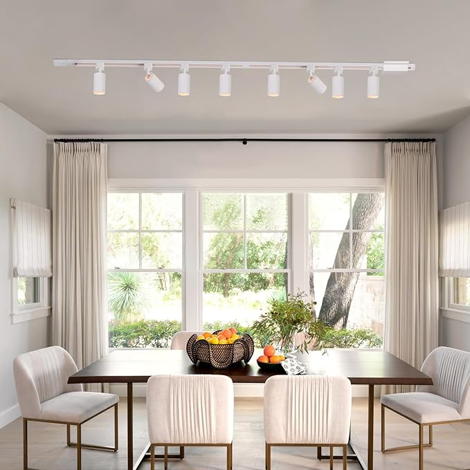 12 Lights LED Track Lighting Kit with 13FT H Track Lighting Rails & Floating Canopy Connector, GU10 Track Light Kit Modern Kitchen Track Lighting Fixtures Ceiling Spot Light, White - No Bulbs