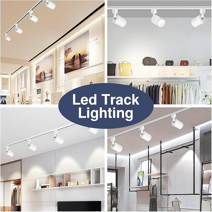 10W LED Track Lighting Heads – L-Type Adjustable Ceiling Spotlights, 3000K/4000K/5700K, Flicker-Free CRI90+ (6-Pack) – White Track Light Fixtures for Accent, Task & Art Lighting
