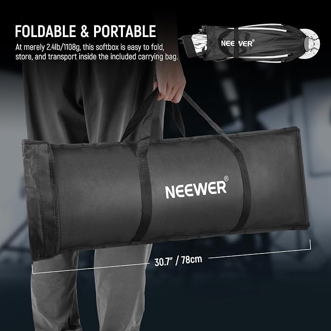 NEEWER 35.4'' Octagonal Softbox, Quick Release Parabolic Soft Box, NS92P | Bowens Mount, Diffusers, Grid, Bag Compatible with Aputure 120d Compatible with Godox SL60w NEEWER Q4 AS600B CB300B Q300