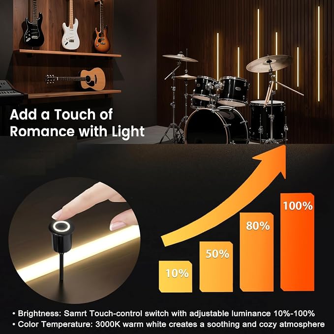 9-Lights LED Recessed Lighting Wall Panel Lights,Self-Adhesive Wood Slat Wall Panel Strip Light,4000K Touchable Switch Dimmable LED Aluminum Channel lamp,Under Cabinet Light(39in+31.5in+23.6in)
