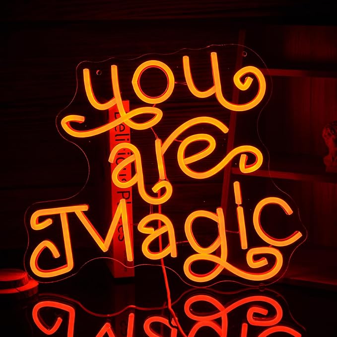 You Are Magic Neon Sign Orange Cute Letters Led Light Up Sign for Wall Decor USB Powered Dimmable Magic Neon Light for Bedroom Bar Classroom Office