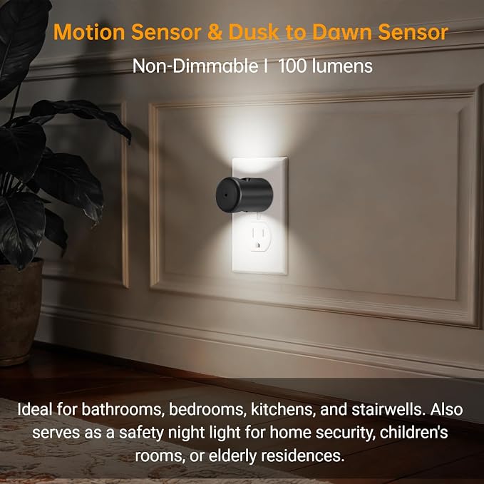 TSEXES LED Motion Sensor Night Lights,Plug-in Motion Activated Night Light,5000K Daylight,Bedroom, Hallway,Bedroom,Kitchen, Stairways, Non-Dimmable,4 Pack