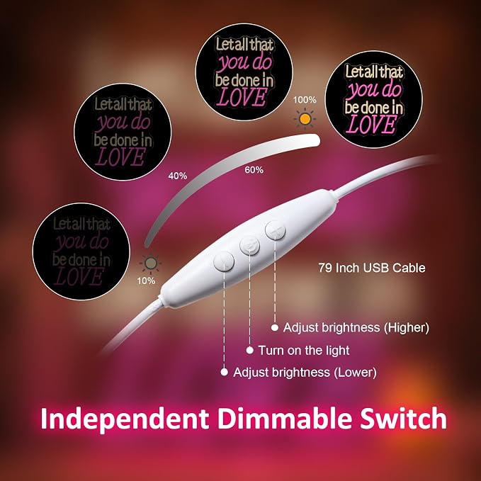 Let all that you do be done in Love Neon Sign Led Sign with USB Powered for Wedding Betrothal Wedding Reception Cafe, Church, or Party, USB-Powered Versatile Room & Event Decoration
