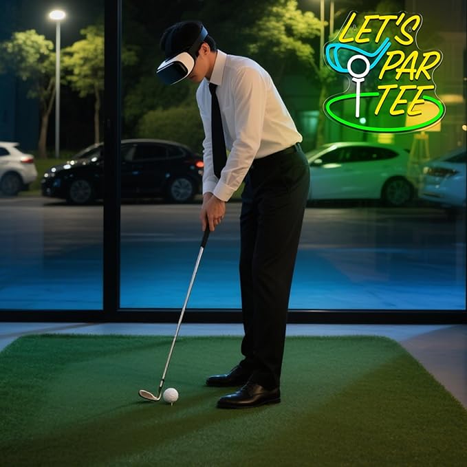 Golf Neon Sign for Wall Decor LED Golf Neon Light Wall Art Dimmable Let's Par Tee Lights Up Sign for Golf Course Gym Club Man Cave Bedroom Office Birthday Party Decorations