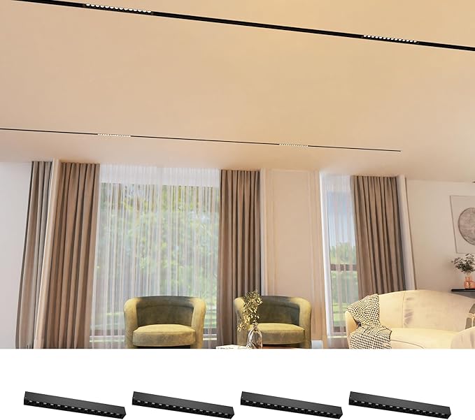 SCON 15W Adjustable CCT Linear LED Spotlight Lamp Head, 24V Magnetic Track Head, 3 CCT for Recessed/Ceiling Track Lighting Systems, Track Lighting Fixture for Kitchen Living Room Office, 4 Pack