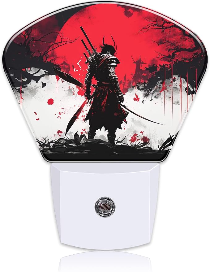 Japanese Cool Samurai Night Light Samurai Nightlight Plug into Wall with Dusk to Dawn Sensor for Kid Girls Boys Women Men Room, Hallway, Kitchen, Bathroom, Stairs Decor
