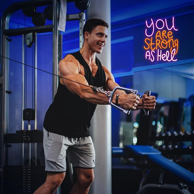 You Are Strong As Hell Neon Sign Dimmable Led Brave Sign Neon Light for Wall Decor USB Power Funny Letters Light Up Sign for Bedroom Kids Room Gymnasium Man Cave Shop Bar