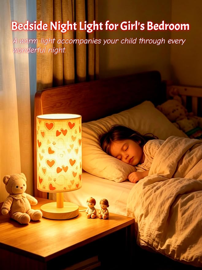 Heart Shaped Kids LED Table Lamp for Bedroom Womens Girls Bedside Lamps,3-Way Dimmable Love Heart Nightstand Night Light,Cute Boho Desk Lamp for Home Nursery Decor,Romantic Love Gifts for Women Girl