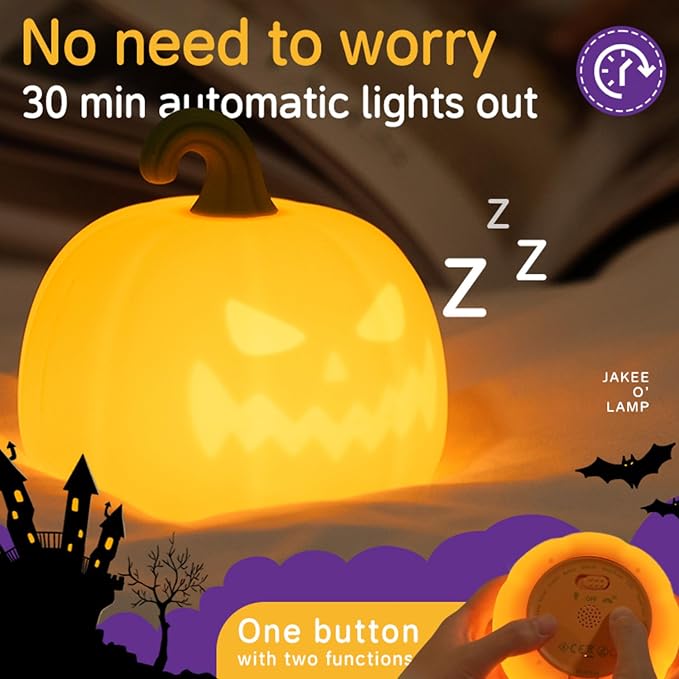 Led Cute Pumpkin Night Light, 7 Colors Dimmable Bedside Lamp, Touch Control Night Lamp with Timer for Kids Adults, Used for Camping Party Room Decor(Pumpkin)