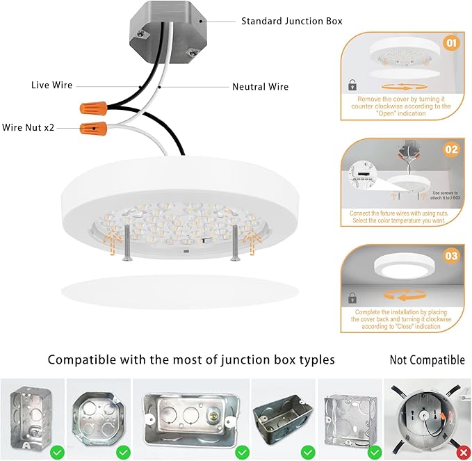 ETL Certified 7 inch Ceiling Light Dimmable Ultra-Slim Round LED Ceiling Lights Flush Mount 2700K/3000K/3500K/4000K/5000K 7'' Flat Ceiling Lamp Fixtures 5CCT 8 Pack