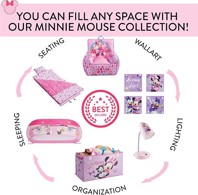 Disney Minnie Mouse Scene Projection Kids Lamp & Nightlight – Cute Bedroom Bedside Projector Lamp for Girls, Toddler & Children’s Night Light
