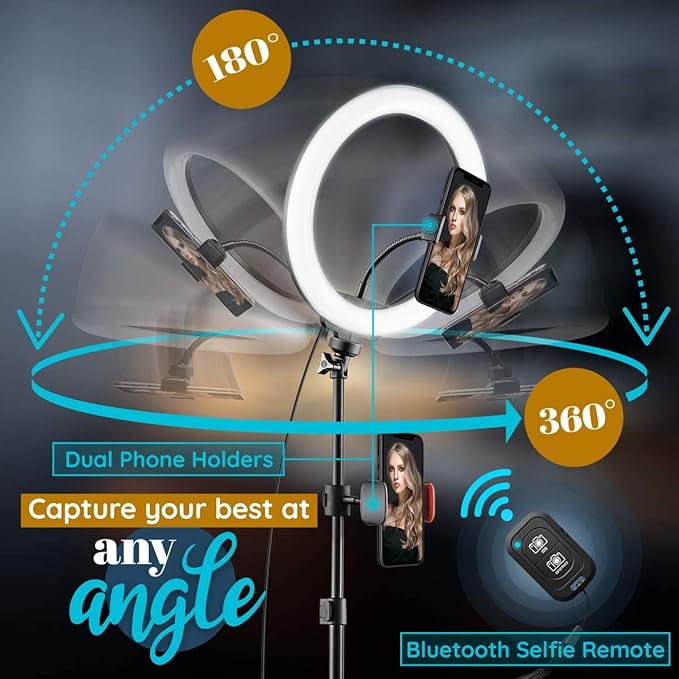 GearLight 12" LED Ring Light Stand and Phone Holder - Selfie Light Tripod w/Adjustable Height and Lighting Modes for TikTok, YouTube, Zoom, Video Recording, Computer, Makeup & Photography