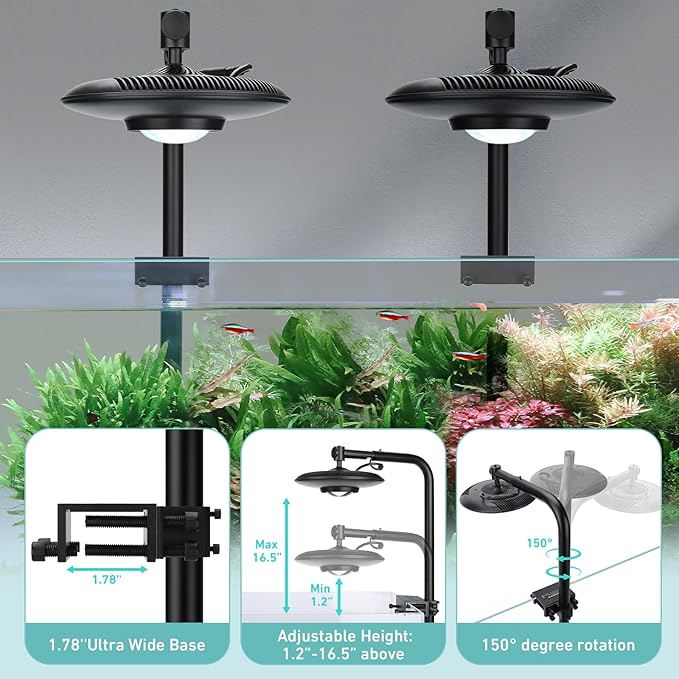 hygger 95W High PAR Aquarium LED Light, 5 Adjustable Brightness Full Spectrum Fish Tank Light Aquarium Lamp & Stand Kit Ideal for Aquascaping Planted Tank Fish Display Shrimp Tank Paludarium