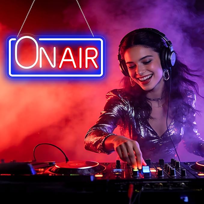 On Air LED Neon Sign, USB Powered Dimmable Decor Light for Music Recording Studio, Podcast Background, Bar Pub Club Garage, Home Party & Wall Decor, Perfect LED Gift (16.1" x 7.4")