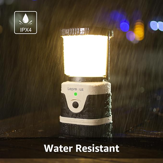 Lepro 1000LM LED Camping Lantern Rechargeable, 4400mAh White Tent Light with 4 Light Modes, Waterproof Lantern Flashlight for Hurricane Emergency, Camping Essentials, USB Cable Included