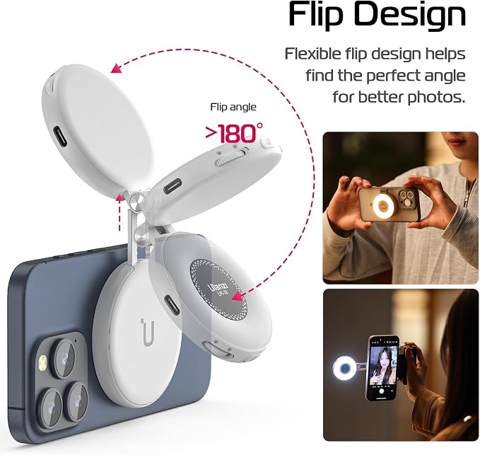 ULANZI Magnetic Selfie Light White, LED Fill Light Compatible with Magsafe, LED Selfie Ring Light Included Sticky Ring for Phones, for Selfies/Photography/TikTok/Zoom Calls/Video Recording