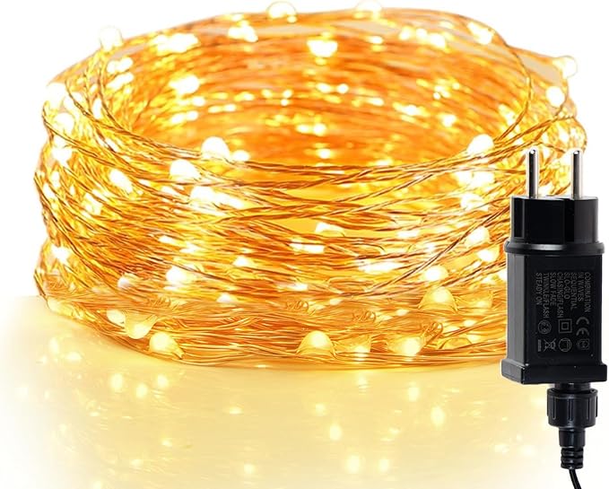 33Ft 100LED Plug-in Waterproof Fairy String Lights with 8 Lighting Modes - Indoor & Outdoor Decor for Bedroom, Girl’s Room, Garden, Party, Christmas - Warm White Twinkle Lights
