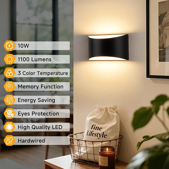 Battery Operated Wall Sconce Set of 2, Rechargeable Wall Lights | Large Black Wireless Wall Mount Lights 3000K Bulbs, Touch & Remote Control, Clear Glass, Cordless Dimmable Indoor Lamp