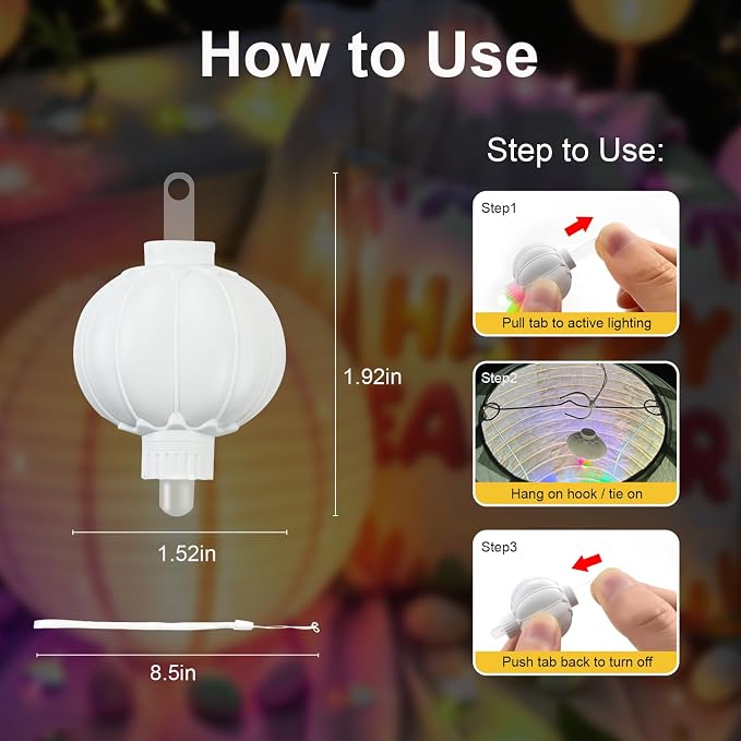 ZGWJ Paper Lantern Lights Battery Operated, 20 Pack Hanging Small LED Lights for Lantern, Balloon,Wedding,Party, Decorative Lighting for Outdoor Indoor Halloween Christmas Decorations, Multicolored