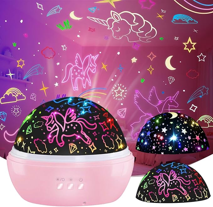 MINGKIDS Unicorn Toys Night Light for Toddler Girls,Unicorn Gifts Age 6-8,Unicorns and Starry Night Light Projector for Kids, Birthday Gift for 3-10 Year Olds Girls