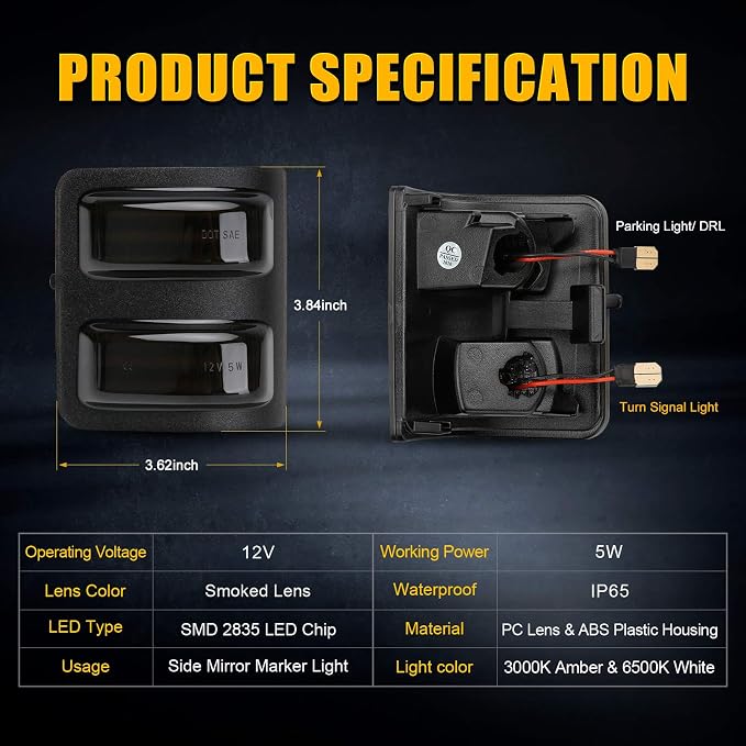 SUPAREE LED Sequential Switchback Side Mirror Marker Running Light | Turn Signal Light Fit for 2008-2016 F250 F350 F450 F550 Super Duty Running Light and Turn Signal Aftermarket Replacement
