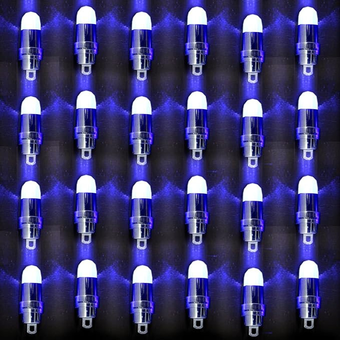 Non-Blinking Waterproof Single Small LED Lights Battery Powered Paper Lanterns,Balloons,or Vase for Birthday Party or Wedding Decoration (Blue, Pack of 24)
