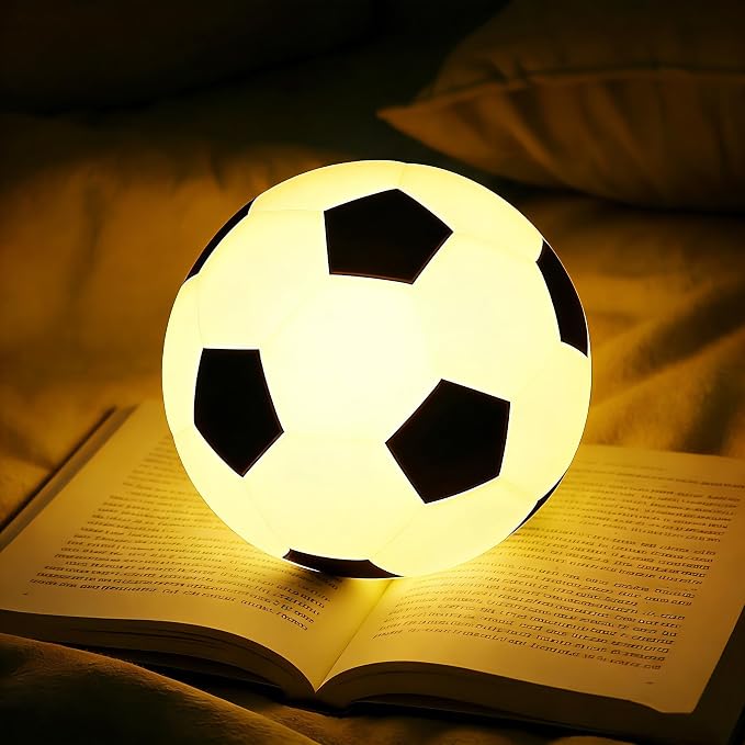Soccer Night Light for Kids, Rechargeable Touch Lamp, Silicone Soccer Ball Lamps, Cute Glowing Football Night light, Portable Nursery Night Lights, Gifts for Boys Gilrs Soccer Lover, Room Decor